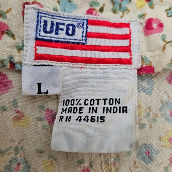 Midi A Line Dress Large Floral Yellow Button Pockets Boho Cottage Country Modest - Picture 8 of 10